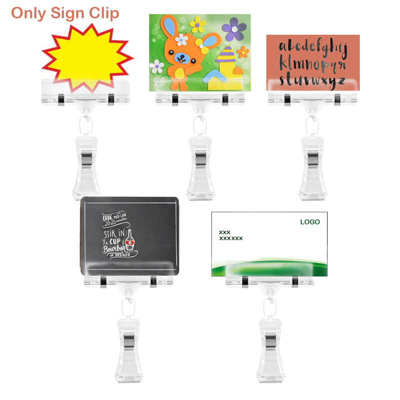 5 stücke Transparent Werbung Display Für Preis Tag Förderung Tragbare Mini Ständer Halter Drehbare Label Leichte Zeichen Clip