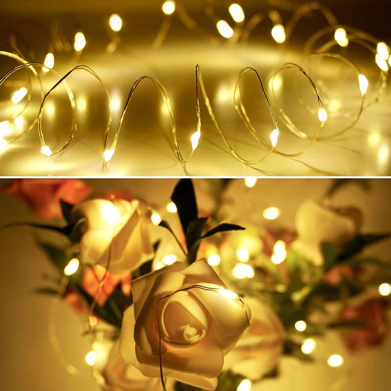 1m 2m 3m luzes da corda de fadas micro leds estrelados no fio de cobre prateado para a peça central do casamento, festa, natal, decoração da mesa