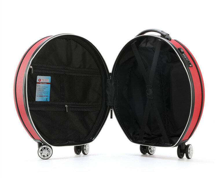 Maleta rodante con estuche de cosméticos para mujer, bolsa de equipaje de viaje redonda de ABS + PC, caja de carro de viaje con ruedas universales y bolso