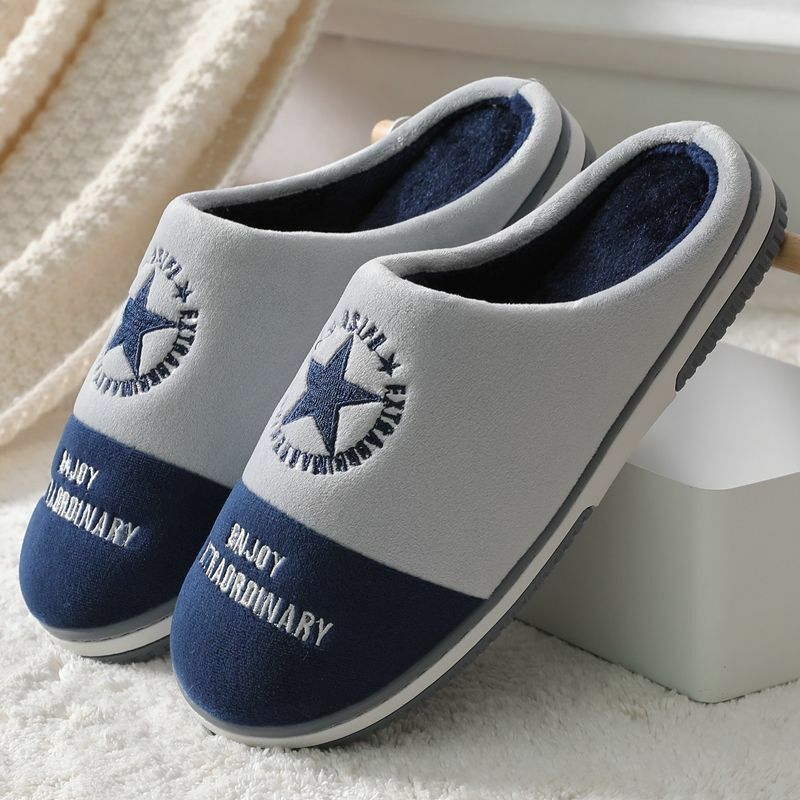 Men's  Home Slippers  Winter Warm Home Cotton Thick  Shoes Bottom Soft  Indoor Casual Shoes