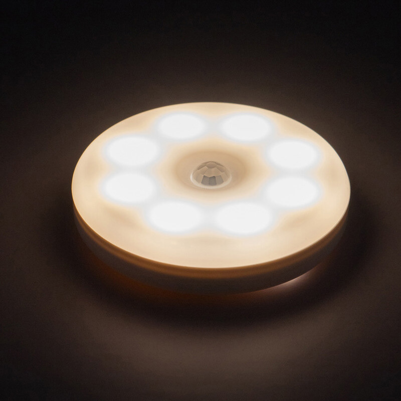 LED محس حركة ضوء الليل اللاسلكية الموفرة للطاقة الجسم التعريفي مصباح الجدار مصباح USB شحن غرفة نوم الممر الإضاءة