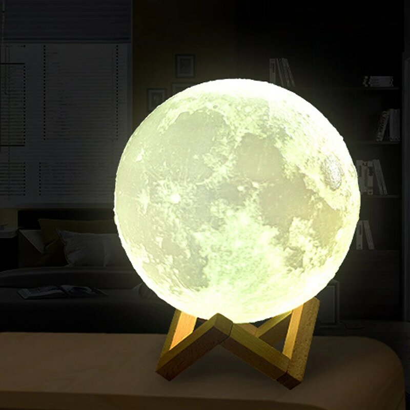 3D Rechargeable LUNA Lumière Nuit Lune Lampe 2 changement de couleur Touch Switch 10-20 Cm 