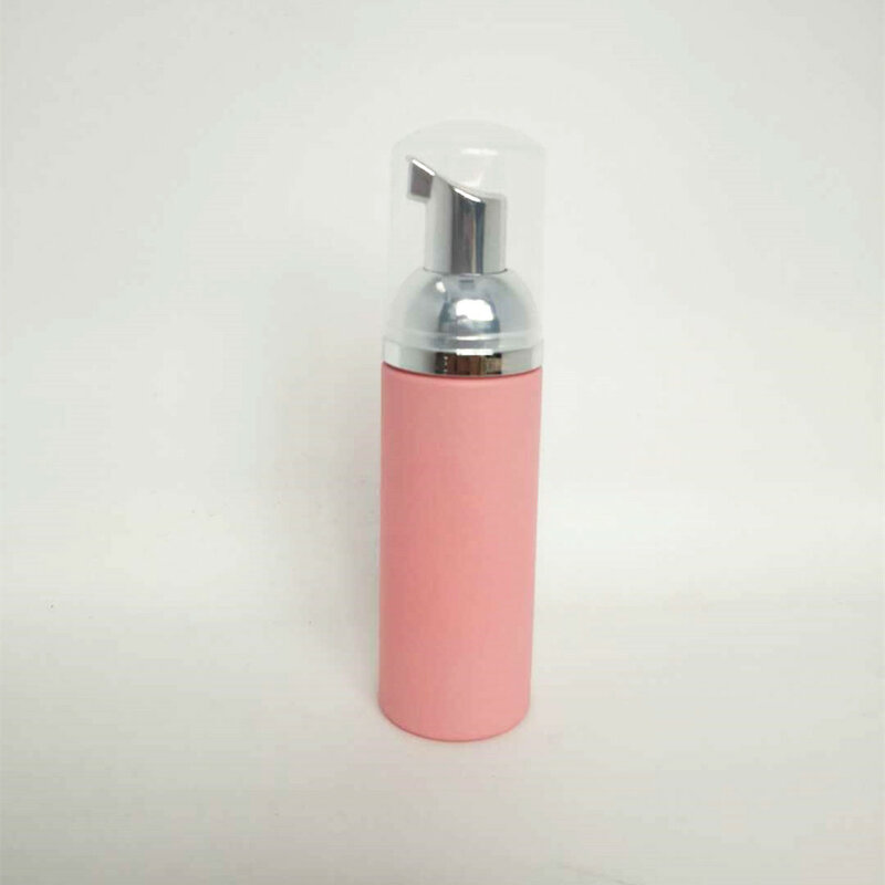 Botella de espuma de plástico para extensión de pestañas, Mini limpiador de pestañas cosmético vacío recargable rosa, botella de champú con bomba dorada de 12 X