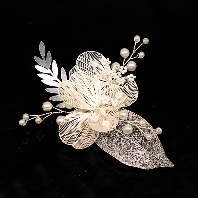 Molans New Golden Silver Color Pearl Wedding Hair Clips Hair Accessories for Bridal Flower Leaves Headpiece Women Bride Hairpins