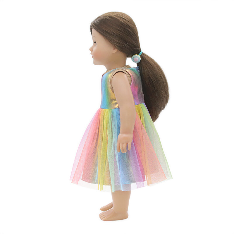 Vestido de muñeca Estilo de vacaciones Streamer colorido de 18 pulgadas, falda multicolor de alta calidad, ropa para muñecas de bebé BJD de 43cm, novedad