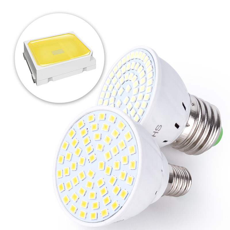 Bombilla LED E14 27 GU10, lámpara 220V SMD 2835 MR16, foco 80LED, luz blanca fría y cálida para decoración del hogar ampolla