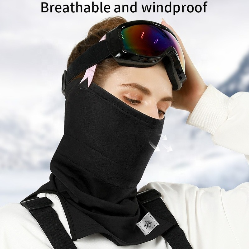 Winter Ski Mask Warm Sports Bandana Bicycle Headscarf Mask Cationic Plus Velvet Scarf Female Bicycle Mask Windproof Face Bib