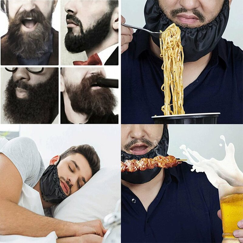 Copertura per barba da uomo copertura per barba lavabile in riso anti-appiccicoso copertura antisporco elastica traspirante per dormire