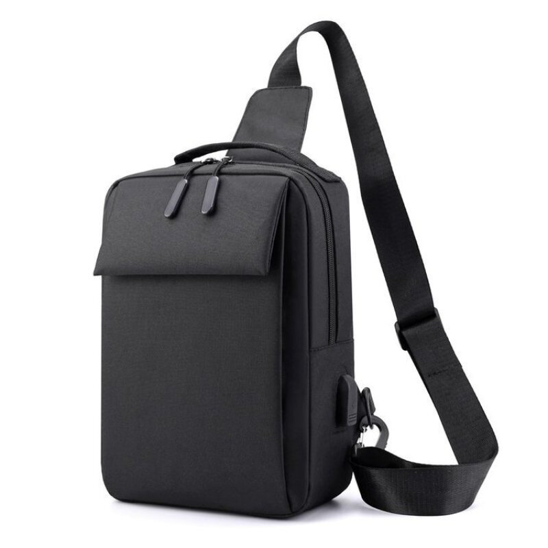 Nylon chest bag men's new USB charging bag water proof travel single shoulder bag business leisure chest bag men bag