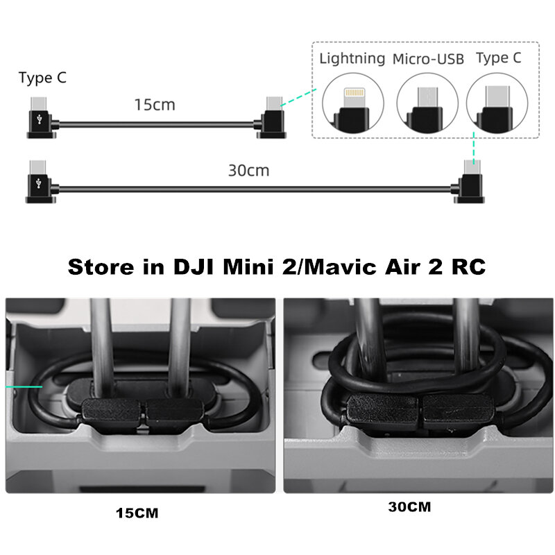 Kabel untuk DJI Mavic 3 Klasik/MINI 3 Pro/FPV/Saku 2/AIR 2 S/Air 2/OSMO/Avata/Mini 2 SE Aksesori Tipe IOS USB Android Kawat