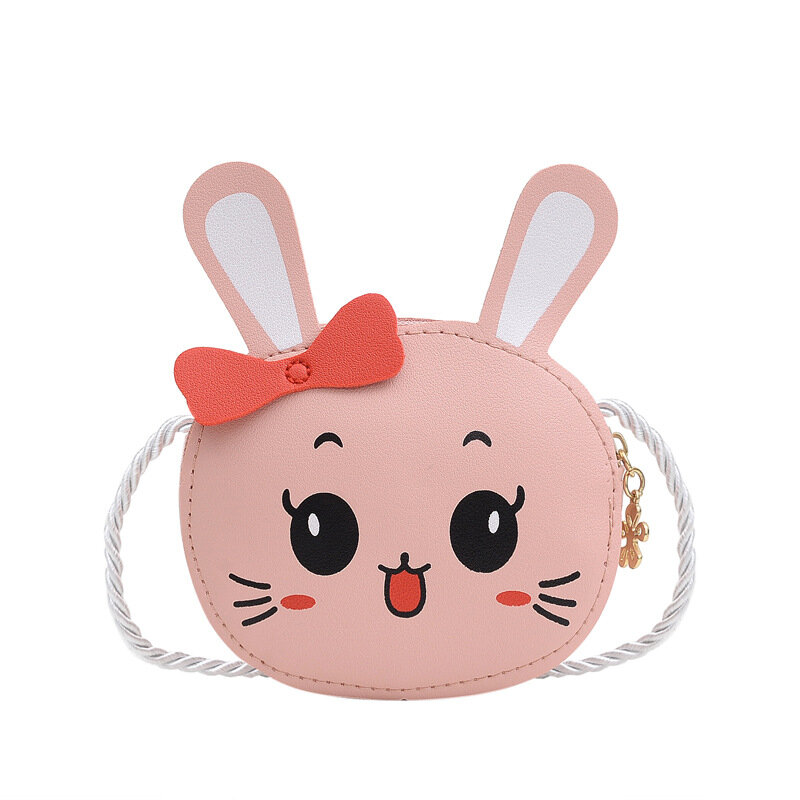 PU Leather Children Small Shoulder Crossbody Bags Cute Cartoon Bunny Girls Baby Mini Coin Purse Lovely Kids Boys Wallet Handbags