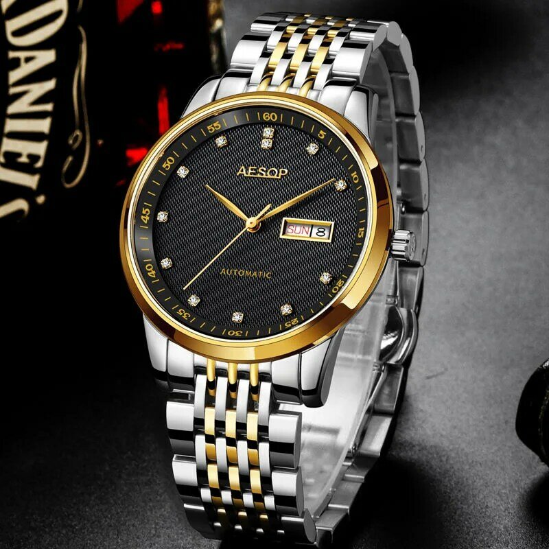 Mechanical Watch Men's High-end Luxury Success Watch Men's Business Calendar Stainless Steel Watch Hombre Luxury Relogio Masculi