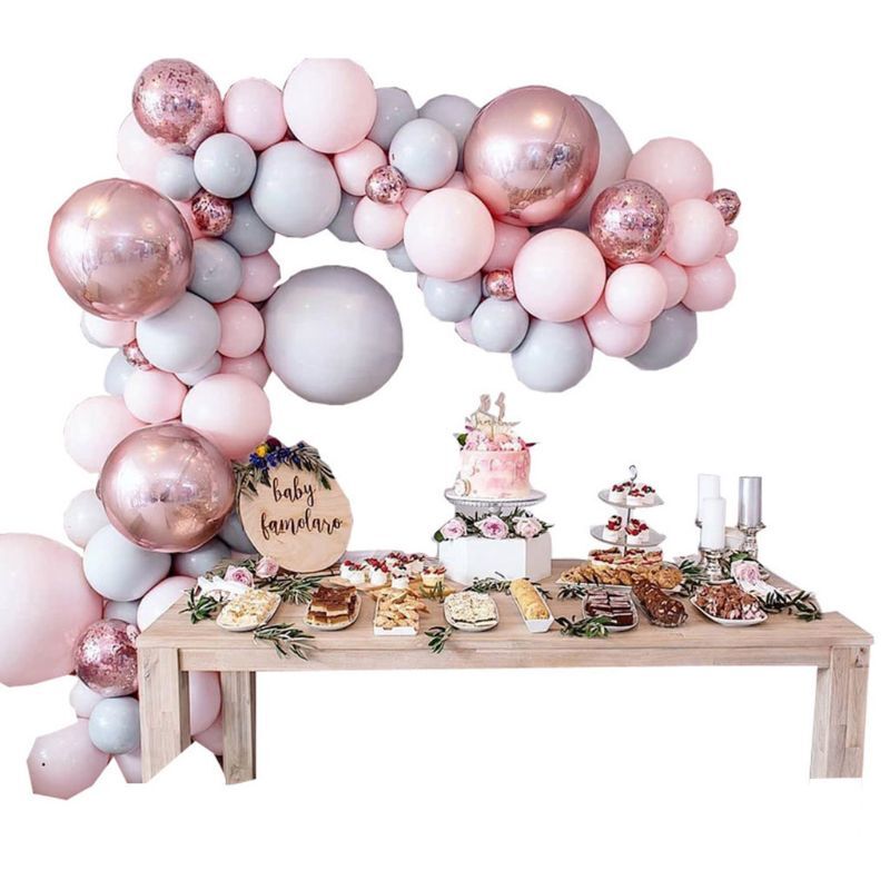 167 piezas Macaron de espesar globos arco set de guirnaldas con cadena de pegamento para boda decoración de fiesta de cumpleaños de bebé