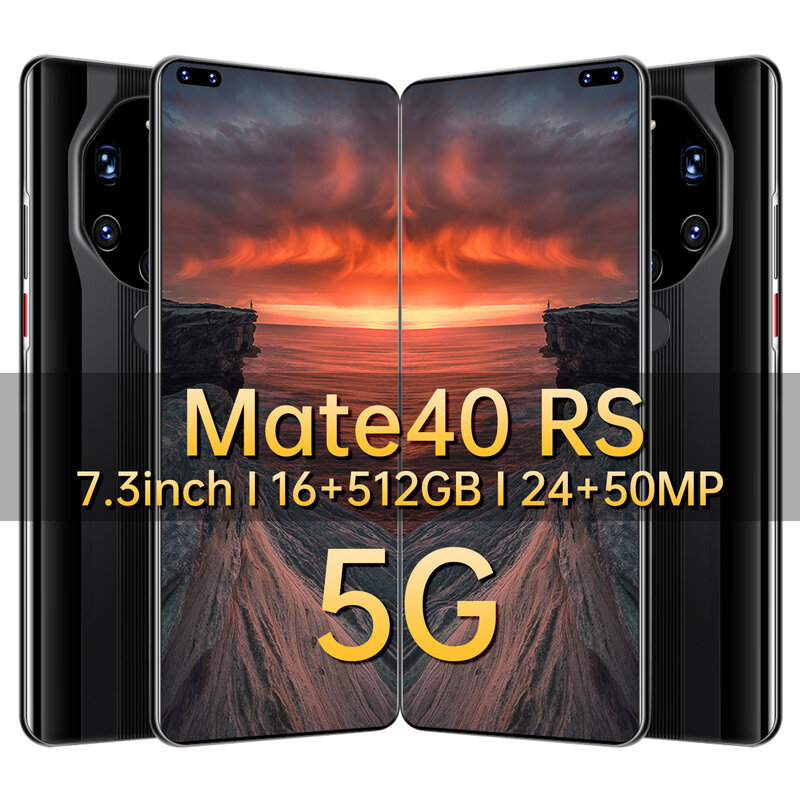 الهاتف الذكي الجديد لعام 2021 طراز Mate40 RS الإصدار العالمي 16G 512G نظام التشغيل أندرويد 10 بصمة الوجه 6800mAh سنابدراجون 888