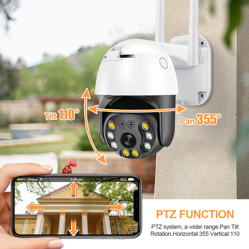 INQMEGA-cámara IP PTZ de 5MP, Monitor inteligente de seguridad para el hogar, videovigilancia de día y noche a todo Color, WIFI, TUYA