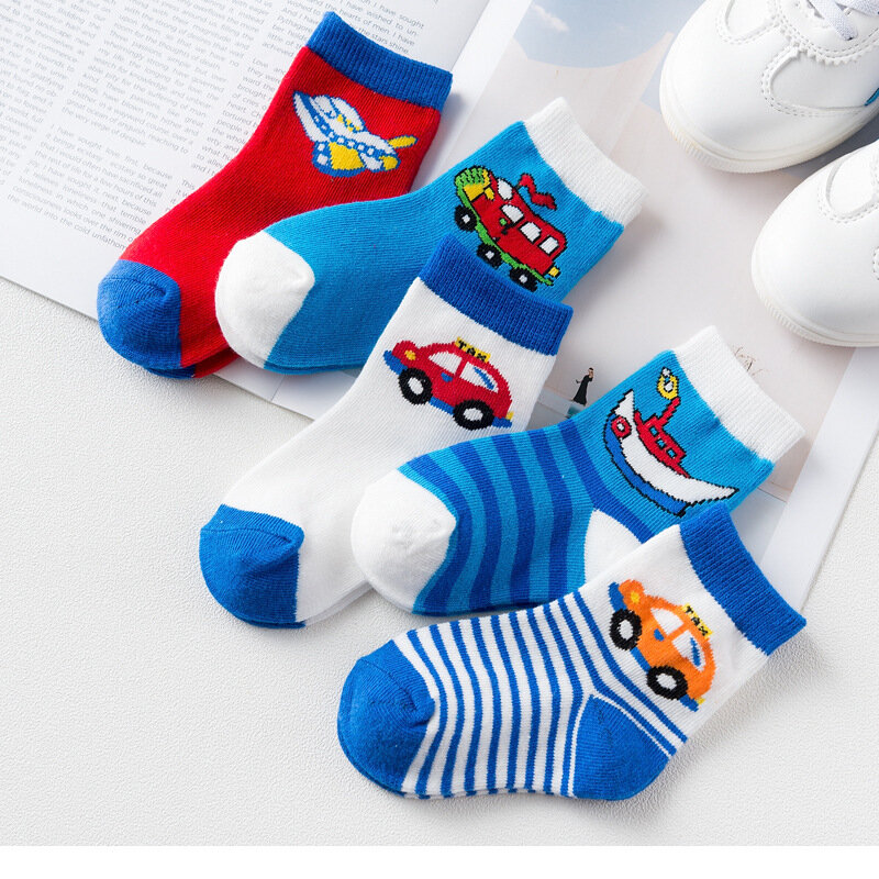 5 Paare/los Cartoon Bär Komfort Baumwolle Frühling Herbst Neugeborenen Jungen Kinder Socken Baby Atmungsaktive Socken