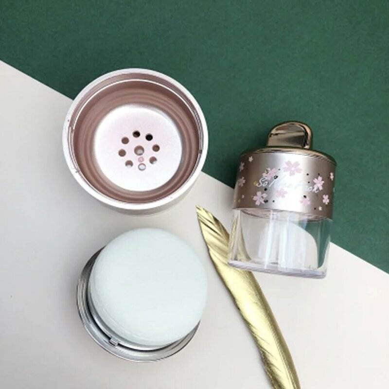 10/20g Portable Powder Box Handheld Empty Loose Powder Pot With Sieve Cosmetic Travel Makeup Jar Sifter Container with Puff