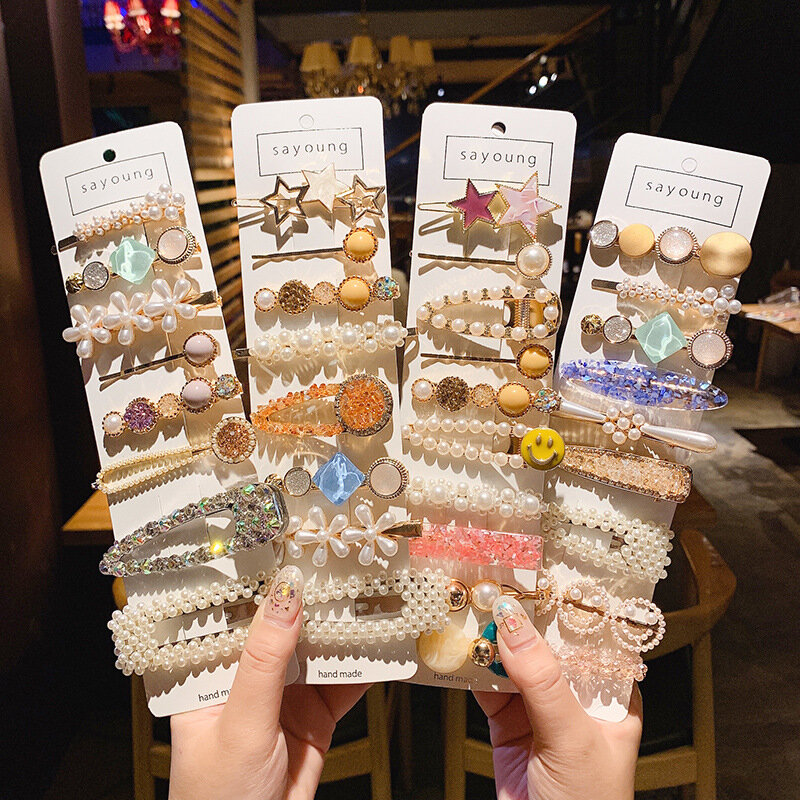 1 Juego de horquillas de perlas coreanas para niña y mujer horquilla pinzas para el cabello elegantes pasadores tocado accesorios 