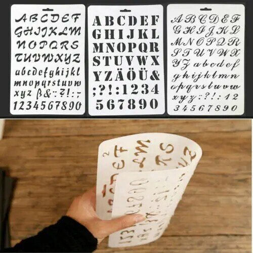 Letra do alfabeto quente estêncil fino plástico letra e número pintura arte artesanato presente