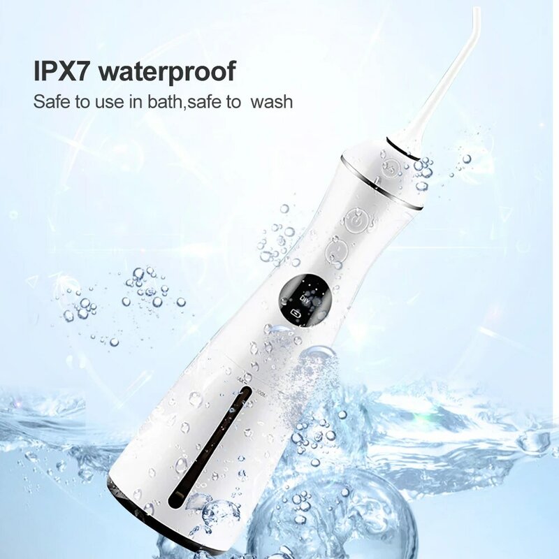 Boi-irrigador Oral eléctrico inteligente para dientes postizos, tanque de agua con 5 modos, chorro de pulso portátil, 300ml, pantalla LCD