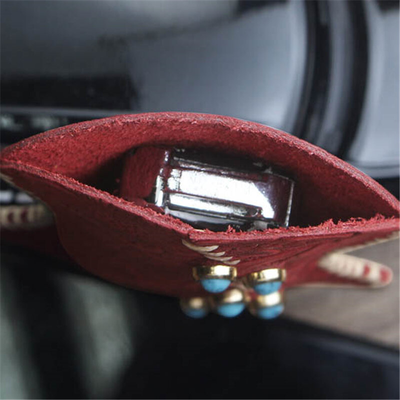 Women Mini Key Wallets Cheongsam Car Key Holders Genuine Cow Leather Clutch Vintage Handmade Cute Small Bags Lady DIY Gift