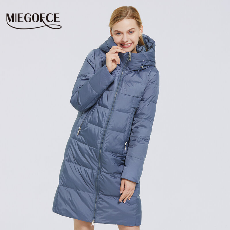 Megofce jaqueta corta vento feminina, casaco de algodão para inverno com gola alta e à prova d'água, coleção 2021