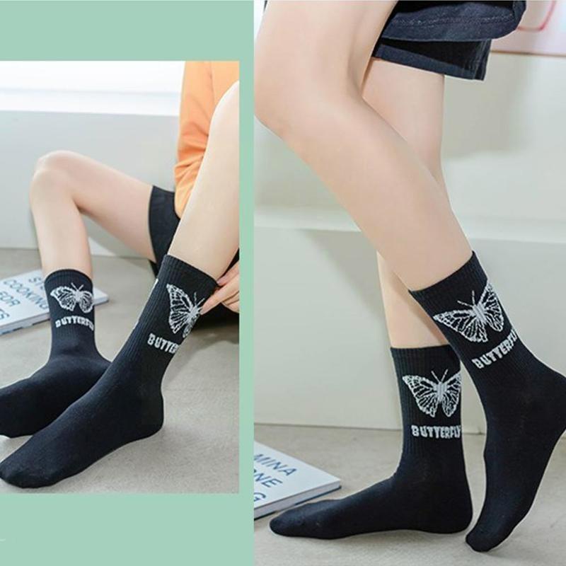 Nova moda feminina streetwear moda tamanho da ue moda harajuku tripulação meias meias skate 35-42 l3r0