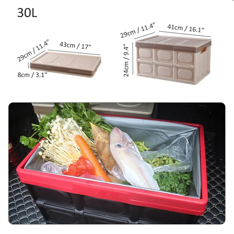 Caja de almacenamiento plegable para maletero de coche, accesorio multifunción de 30L, para el hogar, jardín y viajes al aire libre
