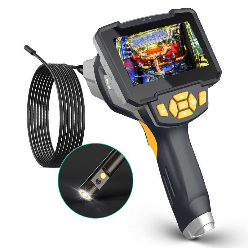Dual Lens Endoscope Camera Handheld with 4.3 inches Screen Borescope Camera Rigid Endoscopic Camera Engine Drain Pipe Inspection