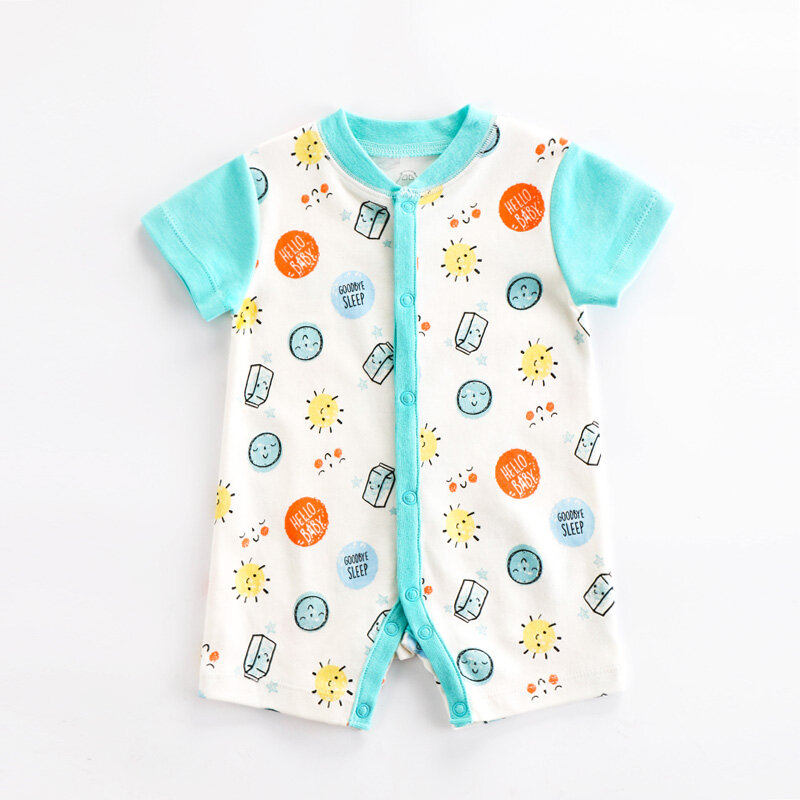 Baby clothes one-piece summer male baby short-sleeved open-file romper thin climbing cardigan