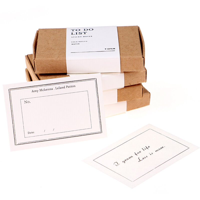 Bloc de notas de estilo minimalista en caja, suministros creativos de papelería para escuela y oficina, notas adhesivas de hojas sueltas, 50 Uds.