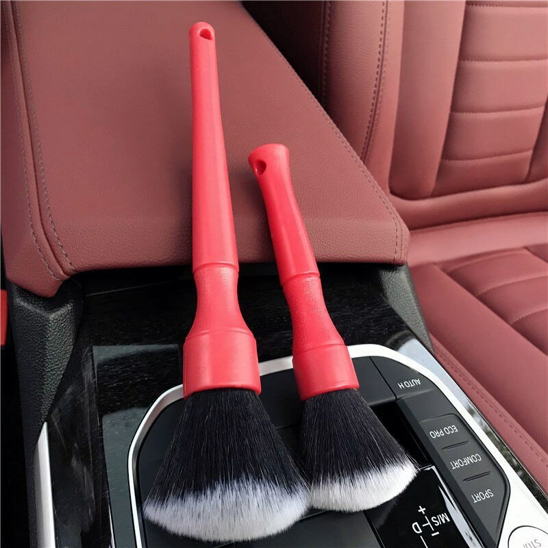 Juego de 2 unids/set de cepillos para el Interior del coche, cepillo de pelo suave S/L para la limpieza del aire acondicionado del coche, cepillo de limpieza del salpicadero con detalle automático