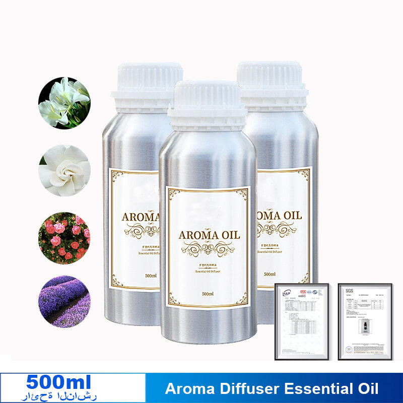 Óleo essencial 500ml, difusor do aroma do óleo essencial do hotel, ionizador do ar da aromaterapia, óleo essencial comercial do umidificador,