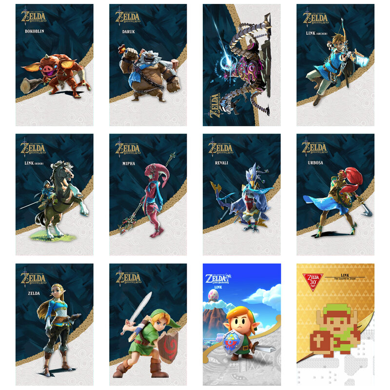 25 in 1 Waterproof Printing Matte Collection Zelda Breath of the Wild Ntag Nfc Amiibo Card Set with Skyward Sword Loftwing