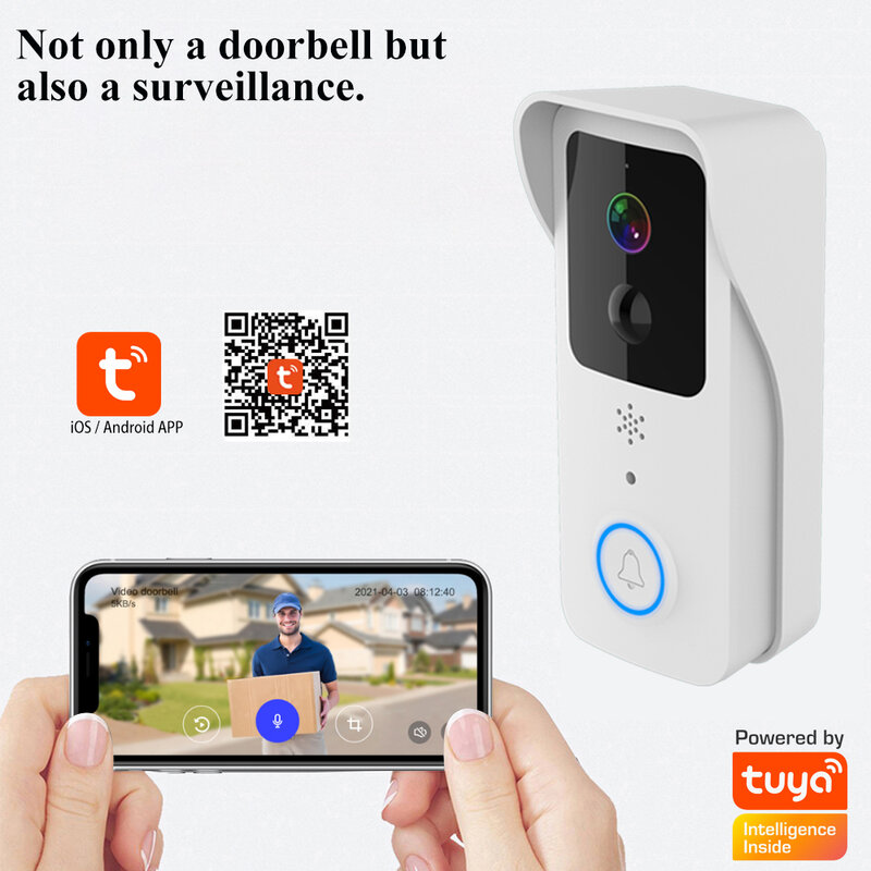 2022 Tuya Video Doorbell 5G Dual WiFi กลางแจ้งประตู Bell กันน้ำ IP65แบตเตอรี่ Intercom สมาร์ทหน้าแรกไร้สายประตูโทรศัพท์กล้อง