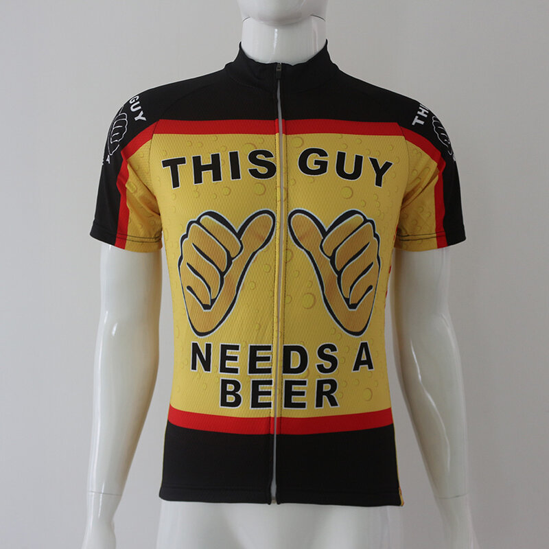 Este cara precisa de uma cerveja dos homens manga curta camisa de ciclismo verão respirável qualidade superior estrada ou mtb bicicleta roupas wear ropa ciclismo