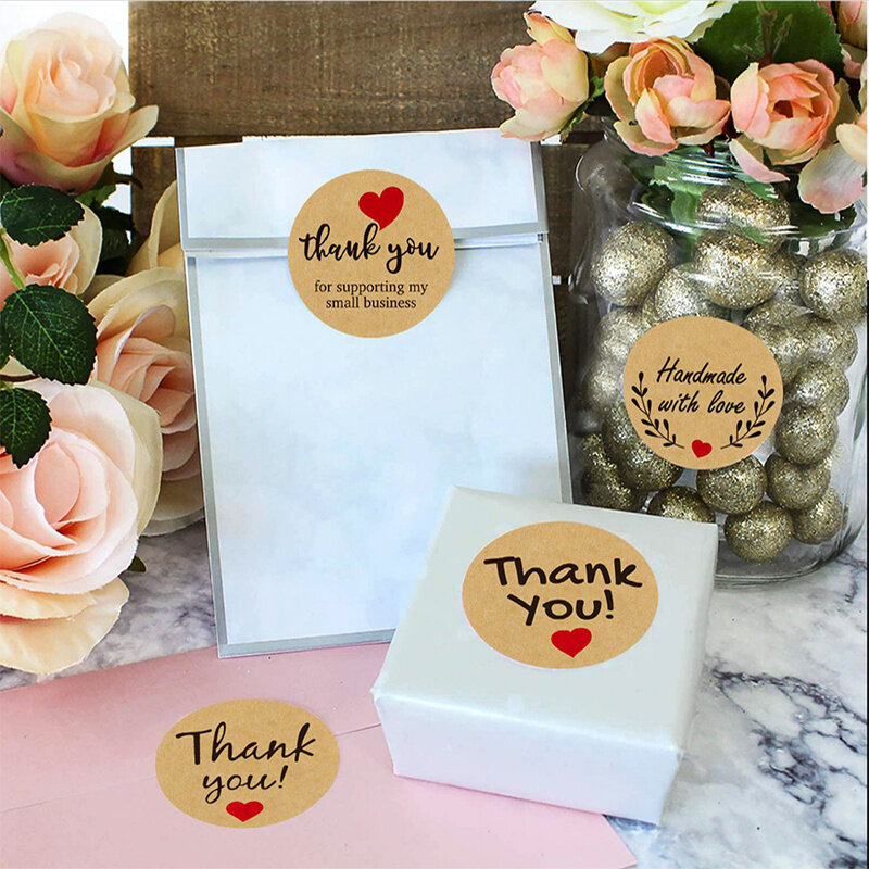 50-500 pces 1 Polegada obrigado coreano você adesivo de natal envelope caixa de cartão de embalagem etiqueta de vedação decoração do casamento papelaria