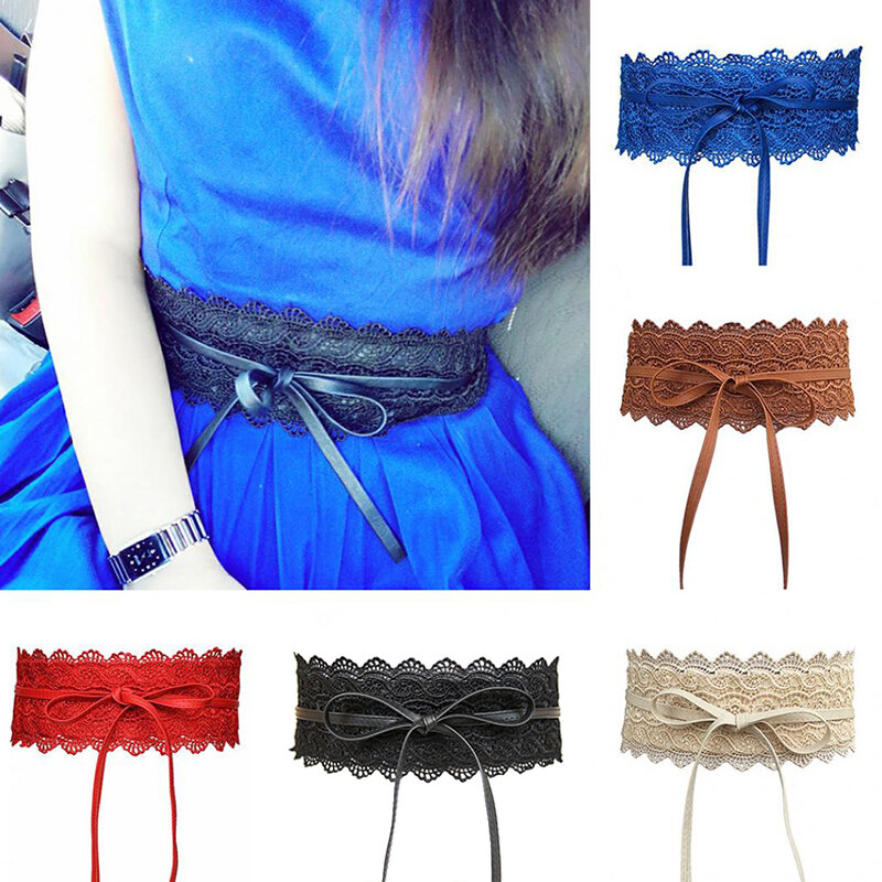 Cintos para mulheres de couro falso laço largo cinto feminino bowknot tecelagem cinto boho cintura banda ceinture cummerbunds