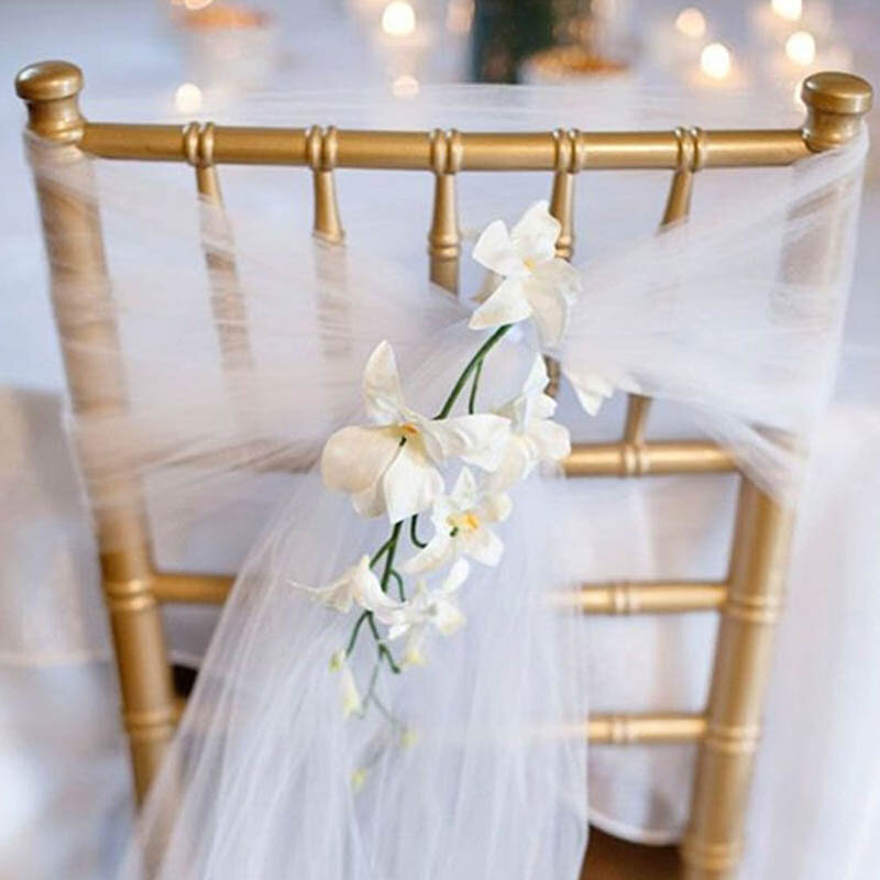 50個の結婚式の椅子弓オーガンザ椅子サッシ結婚式の椅子ノットバンドベルトタイ結婚式のための宴会高品質の装飾
