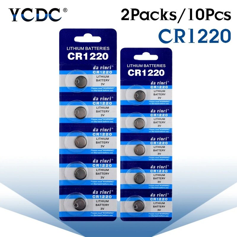 YCDC 10Pcs 3V CR1220 BR1220 ECR1220 LM1220 Watch Button Coin Cell Lithium Battery Single Use Batteries