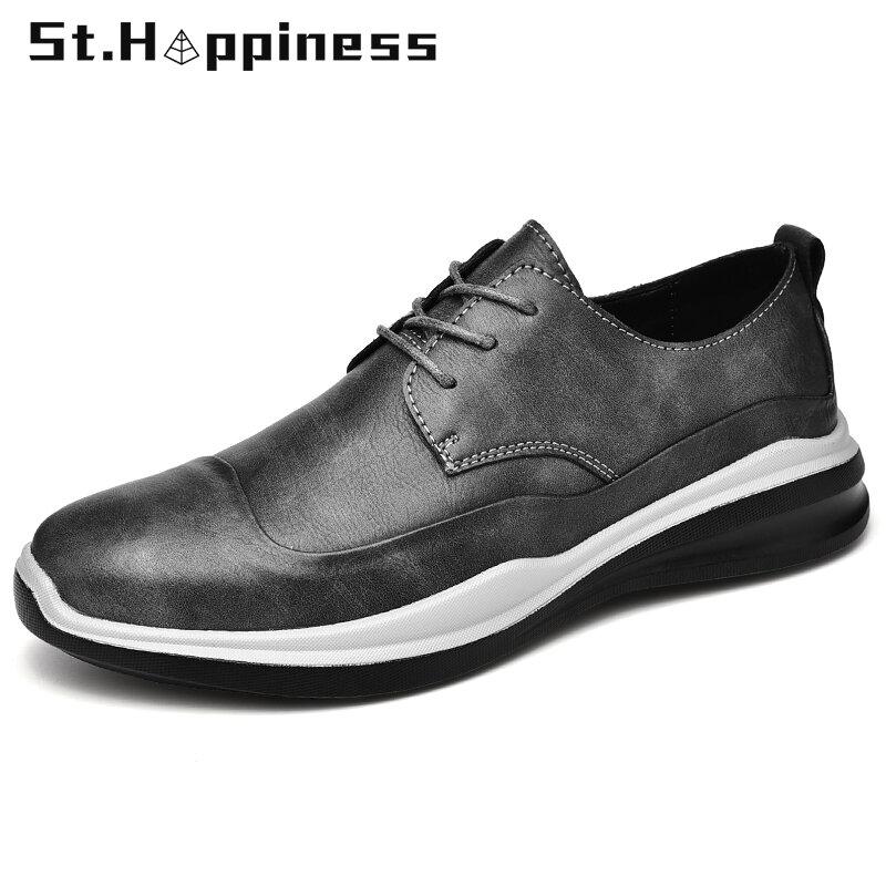 2021 New Men Leather Casual Shoes Brand Lace Up Driving Shoes Outdoor Soft Walking Shoes Fashion Loafers Moccasins Men Shoes