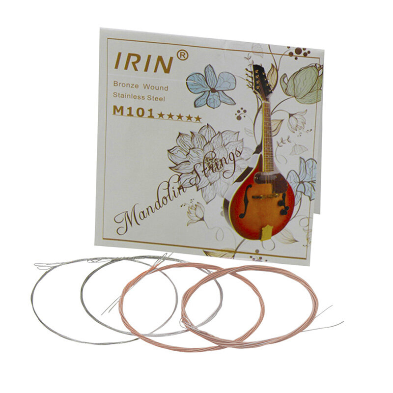 Juego de cuerdas de mandolina, accesorios para instrumentos de cuerda de cobre, envuelta en plata de alto carbono, E/A/D/G, 8 unids/paquete