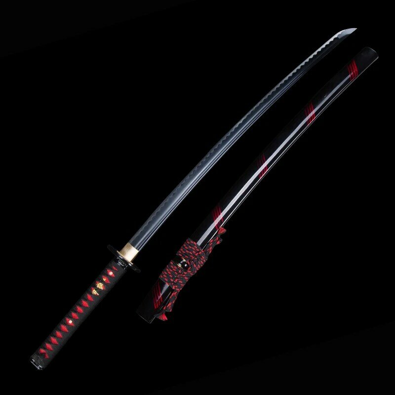 Espada katana japonesa artesanal, feita à mão, de aço real, espadas ninjato, com borda afiada