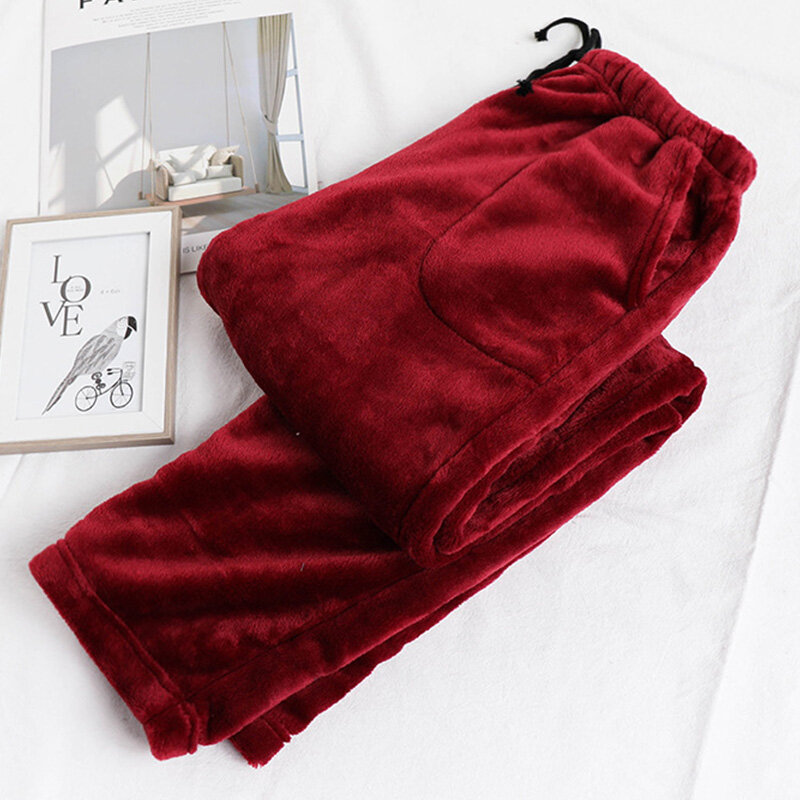 メンズハイウエスト厚手のフランネルパジャマ,冬用の快適で暖かいゆったりとしたナイトウェア,L-2XL
