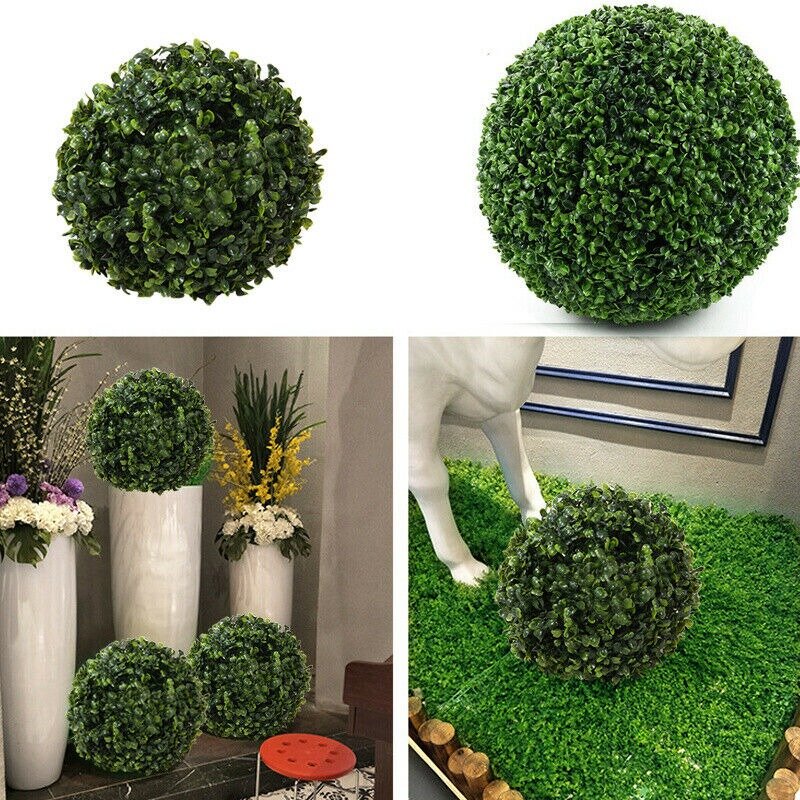 2 PCS 35cm 플라스틱 Topiary 나무 잎 효과 공 매달려 홈 정원 장식 인공 매달려 Topiary Buxus 공