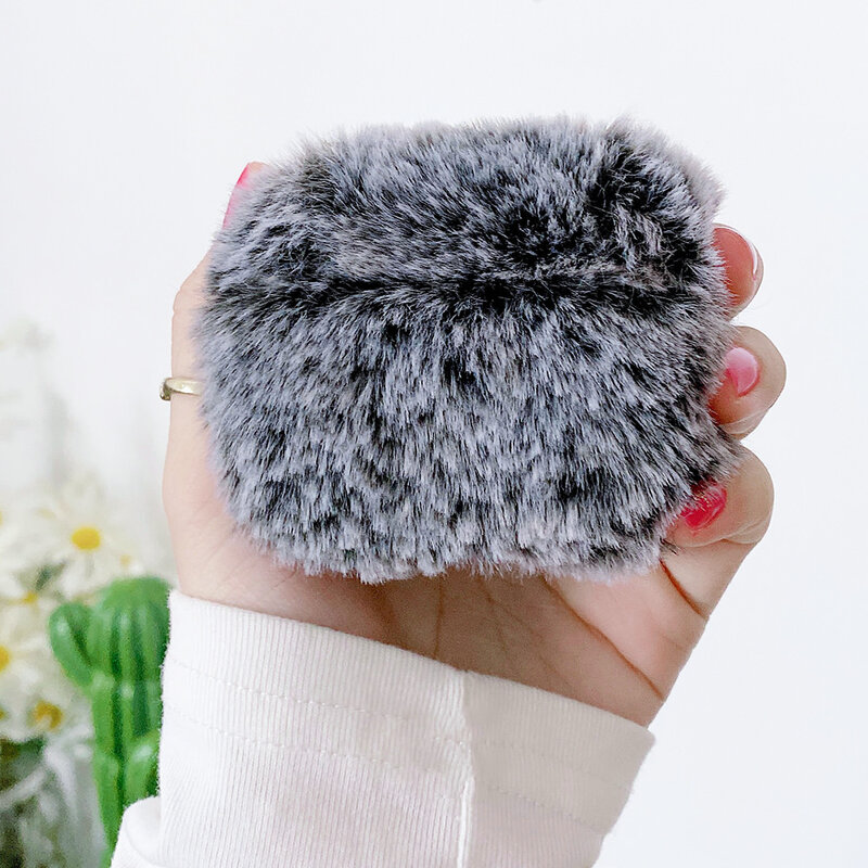 Warm Soft Rabbit Fur Plush Airpods Case for Airpods 1 2  Fluffy Cover for Air Pods Pro Wireless Charging Earphone Box with Chain