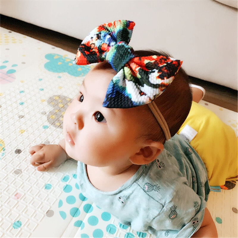 유아 소녀 아기 큰 활 머리띠 아이 머리띠 스트레치 매듭 머리 액세서리 활 매듭 머리띠