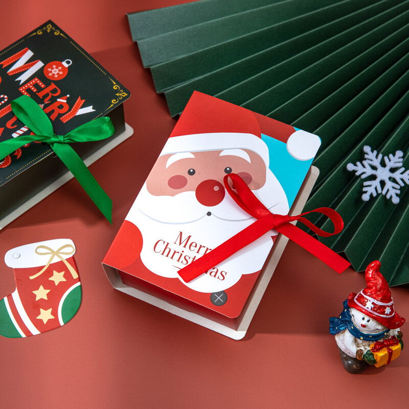 Boîtes à bonbons noël 5 pièces, emballage papillon en chocolat, sacs cadeaux, boîte en forme de livre, fournitures de décoration pour la maison, fête du nouvel an 2021