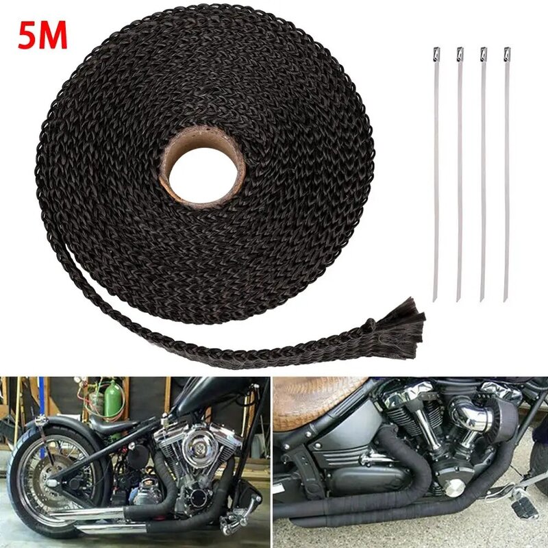 5M Rolle Auto Motorrad Auspuff Header Rohr Isolierung Wärme Auspuff Thermische Wrap Band Für Moto Auto Zubehör