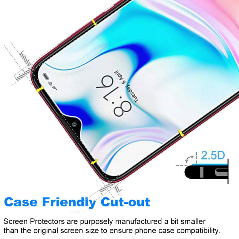 9H Tempered Glass Di untuk Xiomi Redmi 8 8 Telepon, Silikon Lapisan Anti Gores Kaca untuk Xaomi Redmi8a 8 keselamatan Pelindung Film